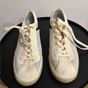 Rothy’s Cream and Blue Sneakers